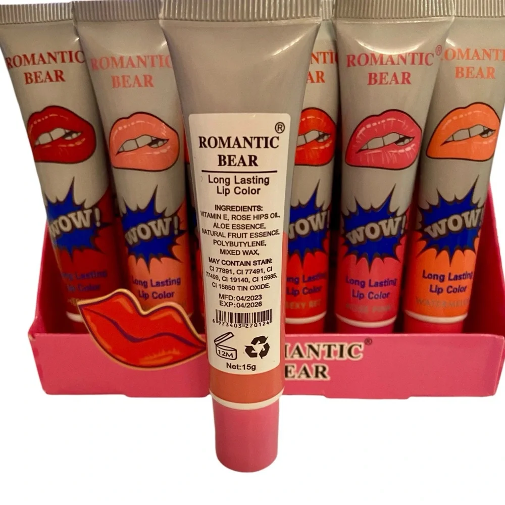 💎 Korean WOW Romantic Bear Lovely Peach Peel Off Tattoo Lip Stain Lip Gloss